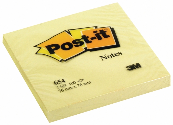 Post-it 654YEL notes 76x76mm geel