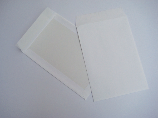 Bags cardboard back 220x312mm peel and seal 120g white - box of 100