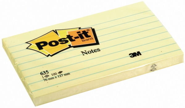 Post-it 635YEL notes 76x127mm gelijnd geel