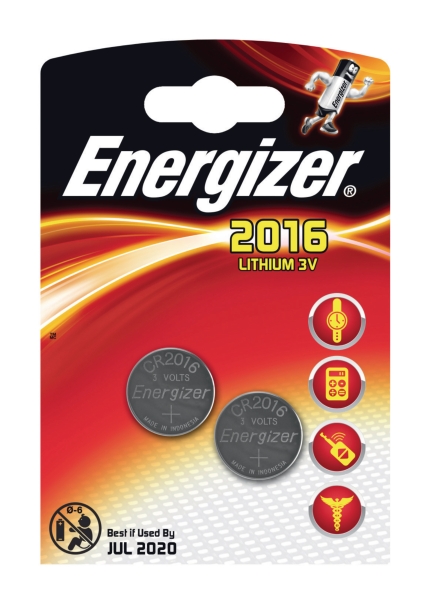 Energizer CR2016 piles bouton pour calculatrice - paquet de 2