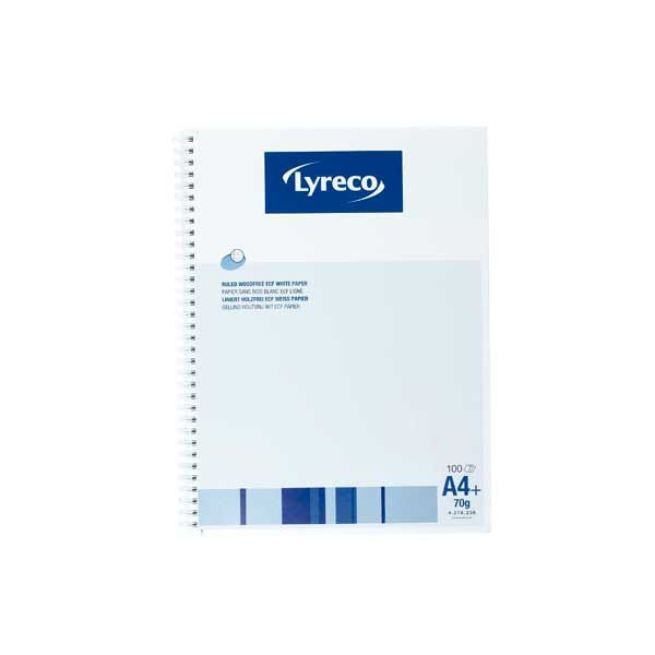 Lyreco cahier notes de cours spiralé A4+ ligné 80 feuilles 23 perforations