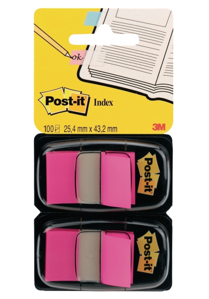 Post-it Index 25x44mm rose - paquet de 2