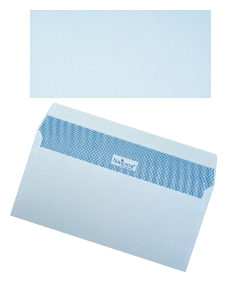 Navigator enveloppes avec bande siliconée 110x220mm 90g blanches - boîte de 500