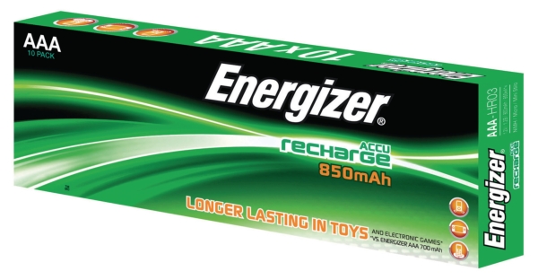 Energizer RC03/AAA batteries rechargeable 700mAh - pack of 10