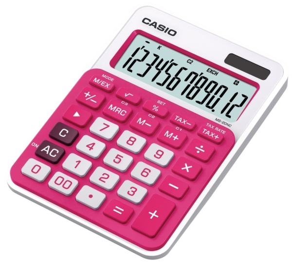 Casio MS-20NC desk calculator compact red pink - 12 digits