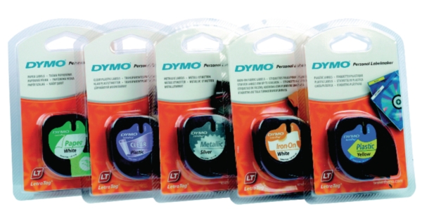 Dymo Letratag 91200 ruban papier 12mm noir/blanc