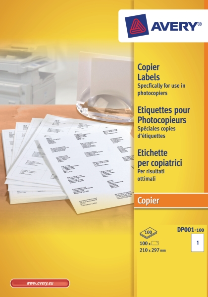 Avery DP001 copier labels 210x297mm - box of 100