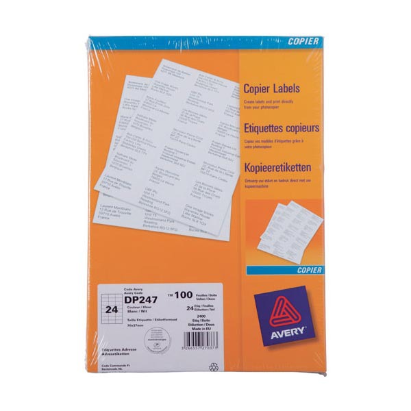 Avery DP247 copier labels 70x37mm - box of 2400