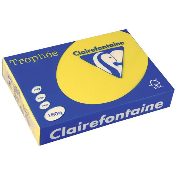 Clairefontaine Trophée 1029 coloured paper A4 160g sunny yellow - pack of 250