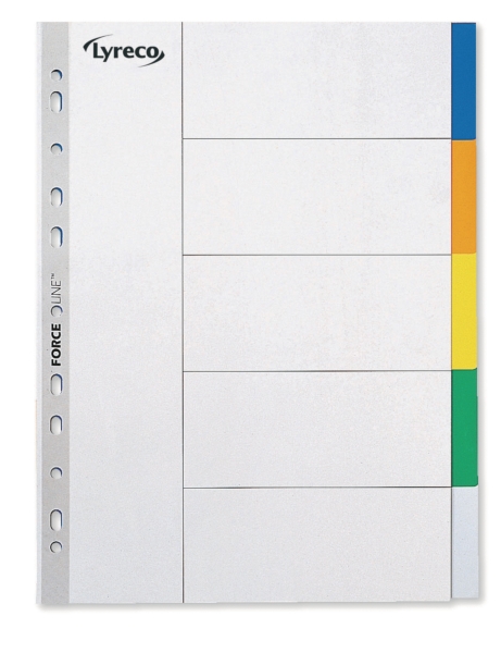 Lyreco neutral dividers 5 tabs PP 11-holes