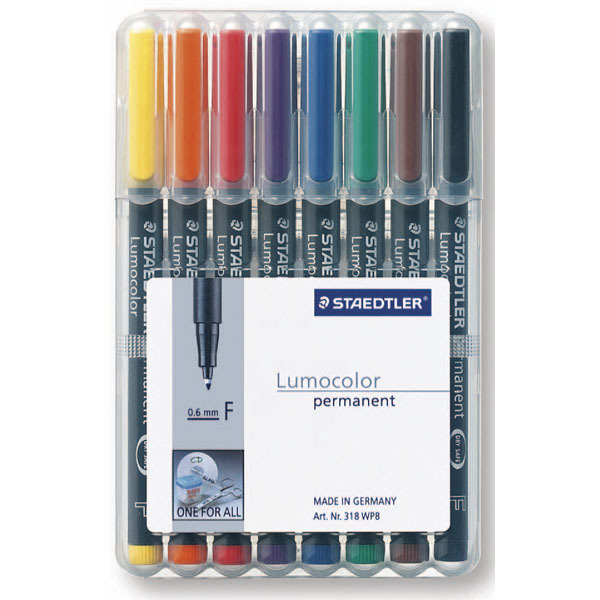 Staedtler 318 OHPen F permanent pen assorti - pocket of 8