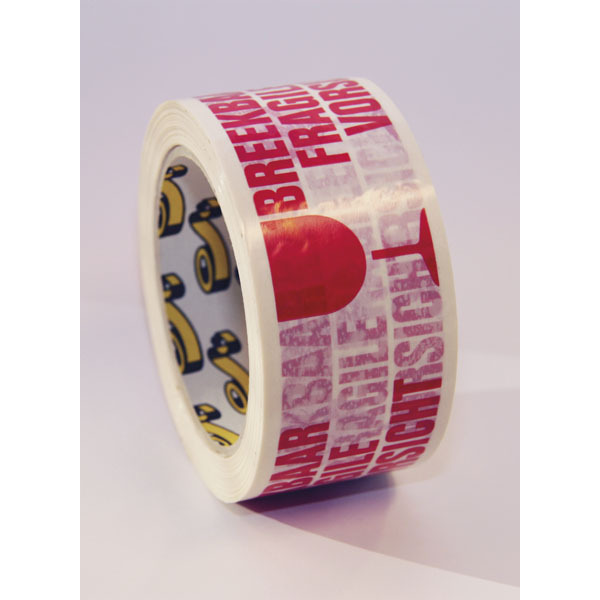 Packaging tape fragile 50mmx66m PVC red