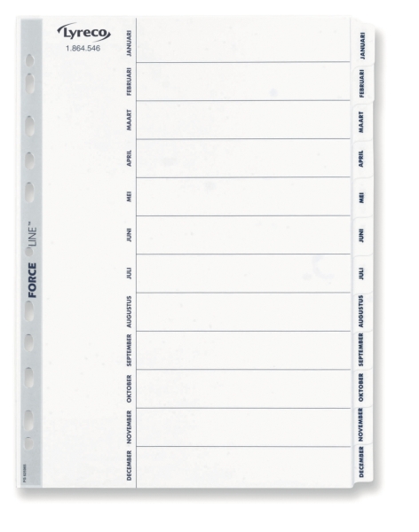 Lyreco dividers 12 months Dutch version cardboard wit 11-holes