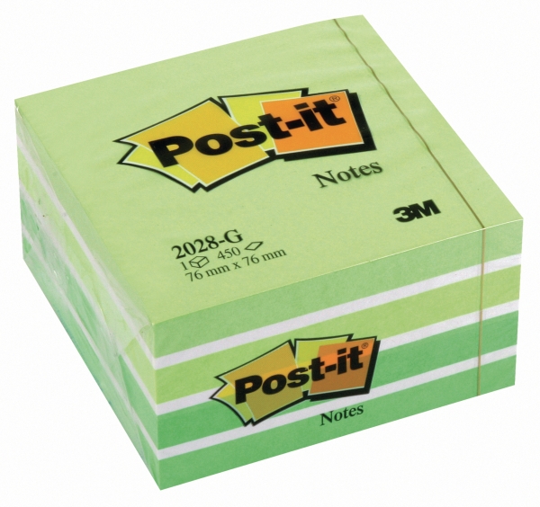 Post-it Notes cube 76x76 mm 450 feuilles vert pastel