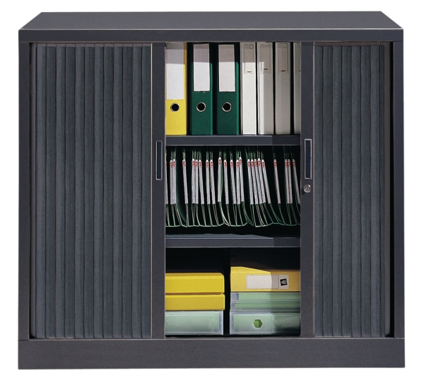 Ariv armoire à rideaux 2 tablettes 120x105x43cm anthracite