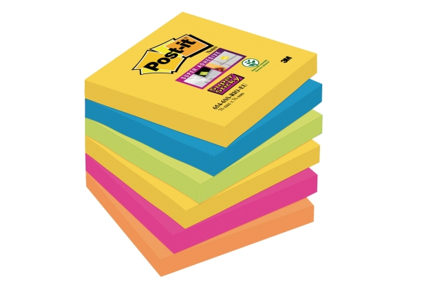 Post-it 654-6SS Super Sticky notes 76x76 mm Rio colours - pack of 6