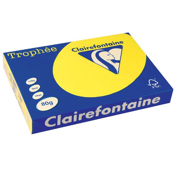 Clairefontaine Trophée 1887 gekleurd papier A3 80g zonnegeel - pak van 500 vel