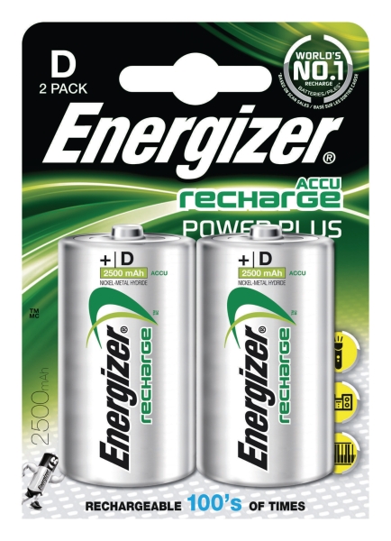 Energizer RC20/D batteries rechargeable 2500mAh - pack of 2