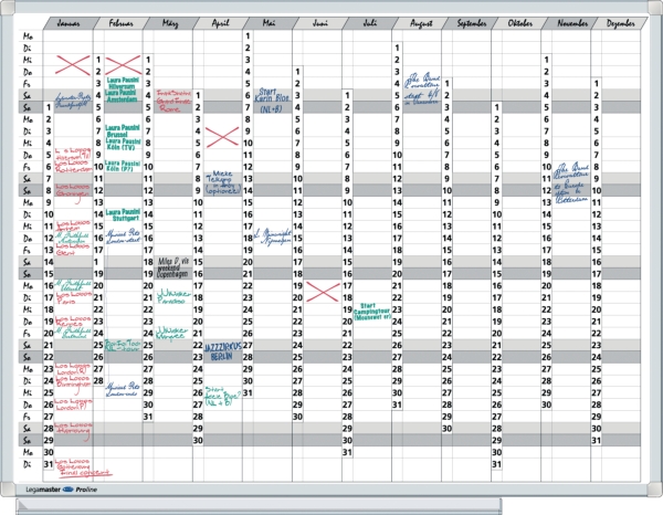 Legamaster 400000 planbord jaarplanner 12 kolommen/maanden 90x120cm