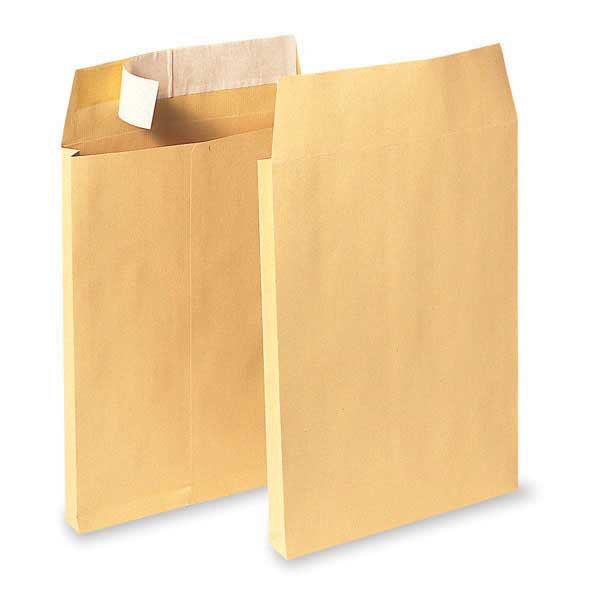 Bags 162x229x30mm peel and seal 130g brown - box of 100