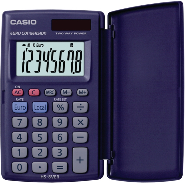 Casio HS-8VER pocket calculator with cover blue - 8 numbers