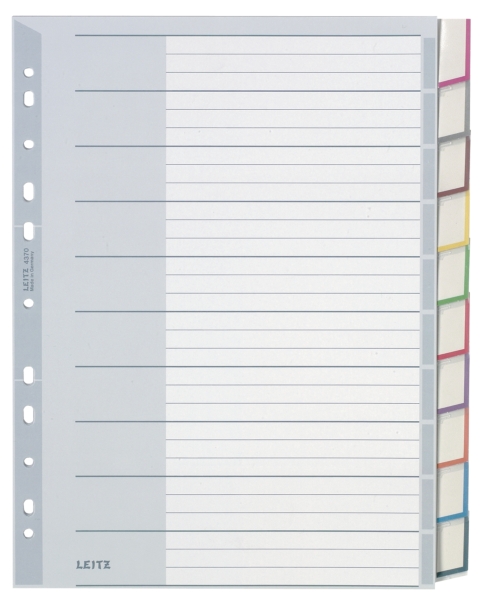 Leitz dividers with insertable labels 10 tabs PVC 11-holes