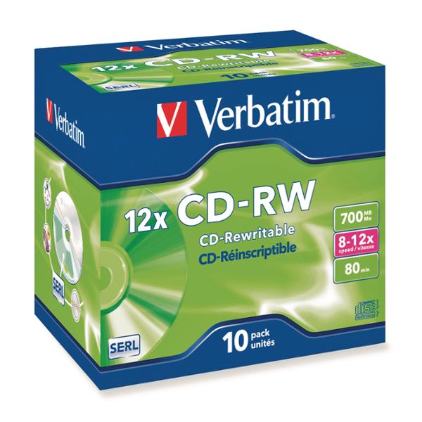 Verbatim CD-RW 700MB (80min.) 8-12x snelheid ReWritable jewel case - pak van 10