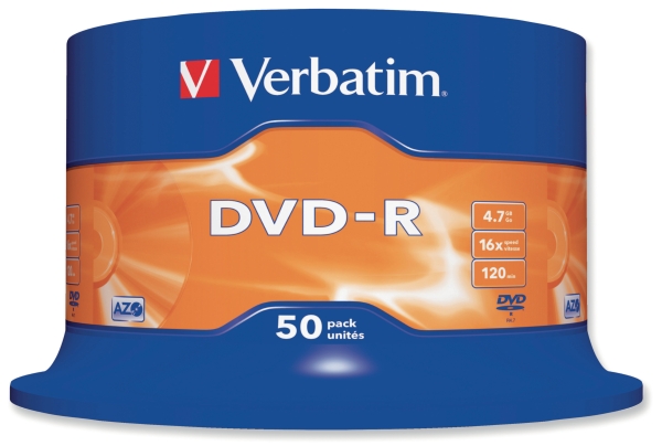 Verbatim DVD-R 4.7GB 1-16x snelheid spindle - pak van 50