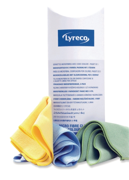 Lyreco poetsdoek uit microvezels assorti - pak van 3