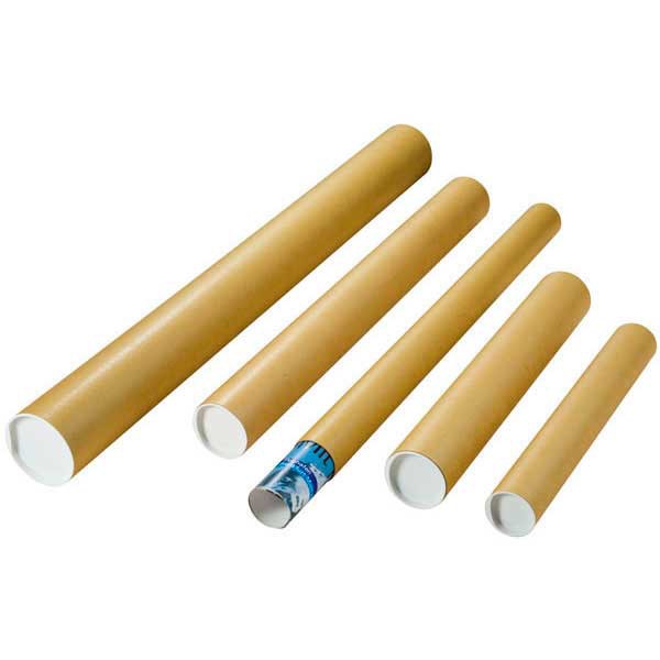 Shipment cardboard tube with 2 caps 75 x 8 cm brown