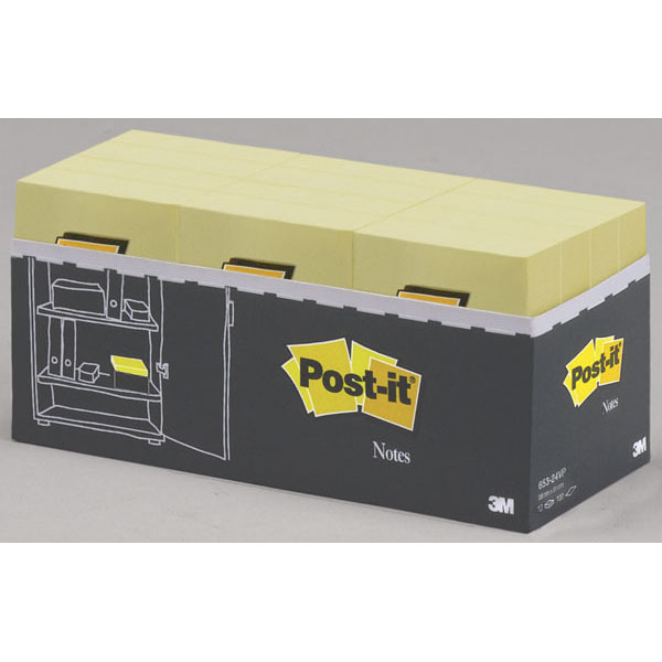 POST-IT NOTES CABINET PACK CANARY YELLOW 100 SHEETS 38 X 51MM - PACK OF 24 PADS