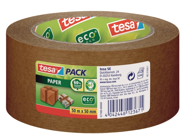 Tesa 57180 ecologische verpakkingstape 50mmx50m kraft