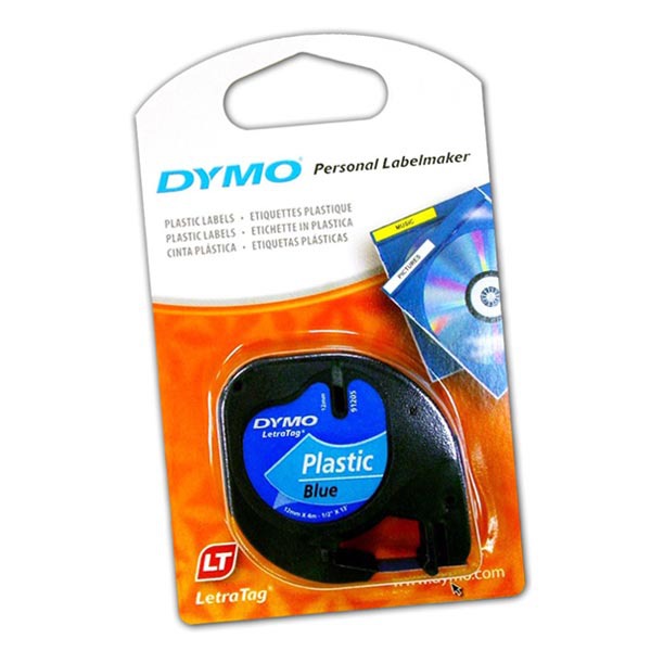 Dymo Letratag 91205 labelling tape plastic 12mm black/blue