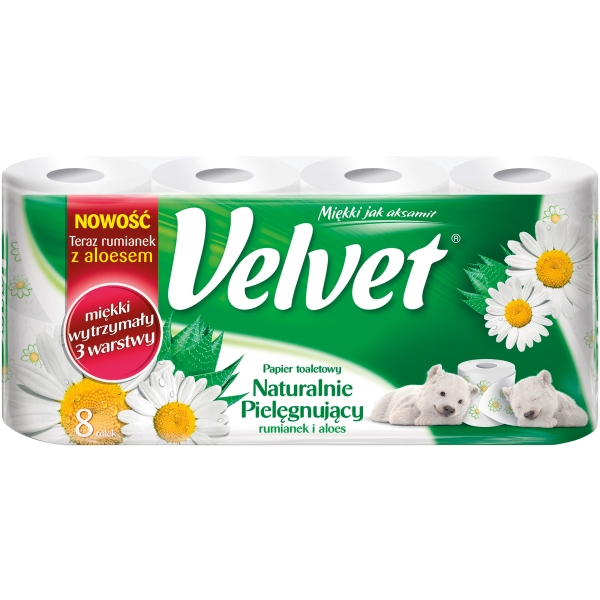 Papier toaletowy VELVET rumiankowy, 8 rolek