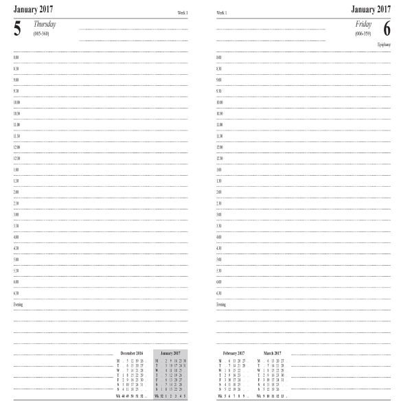 LYRECO A5 APPOINTMENT DIARY BLACK - PAGE A DAY