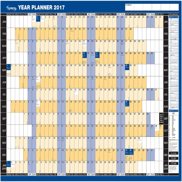 LYRECO MOUNTED LANDSCAPE YEAR PLANNER - 915 X 610MM