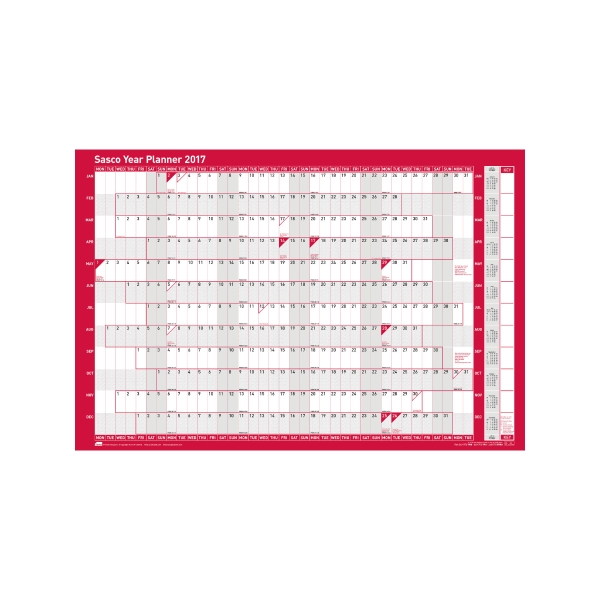 SASCO MOUNTED ORIGINAL YEAR PLANNER - 915 X 610MM