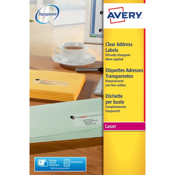 Avery L7560-25  Labels, 63.5 x 38.1 mm 21 Labels Per Sheet, 525 Labels Per Pack