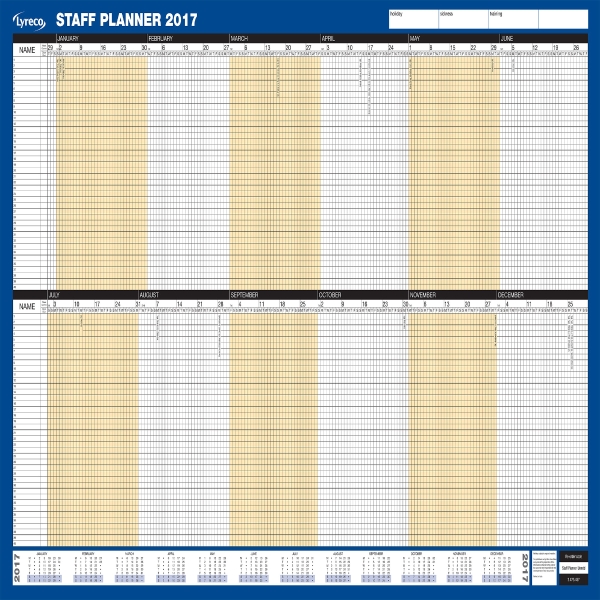 Lyreco Unmounted Staff Year Planner - 915 X 610mm