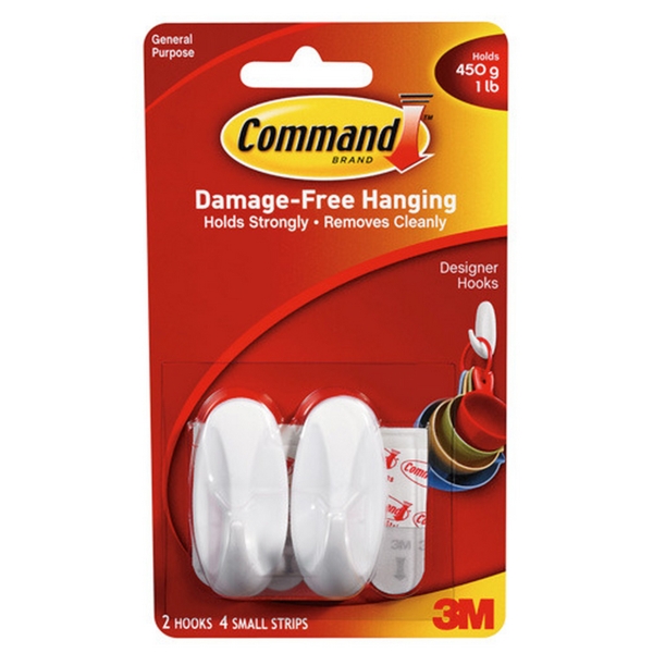 Command Oval Hook Adhesive Small - Pack 2