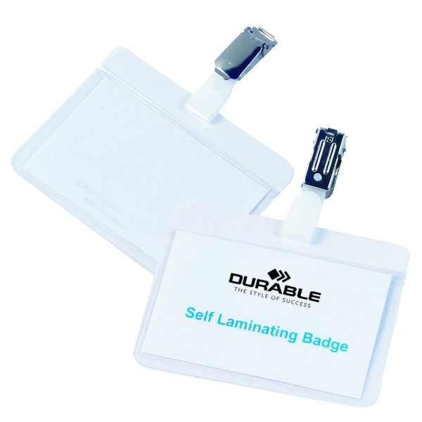 Durable Self-Laminating Badges 54 X 90mm - Metal Clip - Box Of 25