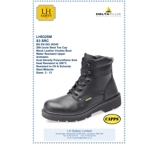 Deltaplus LH832 Derby Safety Boot Black Size 10