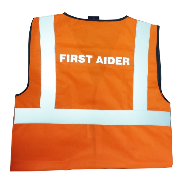 Leo High Visibility Waistcoat First Aid Logo Orange Medium