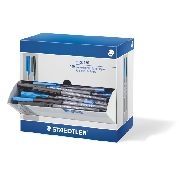 Staedtler 430 Black/Blue Ball Pens - Box of 90 + 10 Free