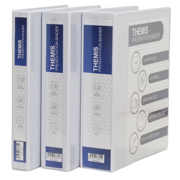 PP Ring Binder, 20.3X21.5cm, 2 D-Rings, 36mm Spine - White