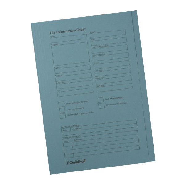 Guildhall Square Cut Folders, Pre-Printed, 315gsm, 35X24.2cm - Blue, Pack of 100