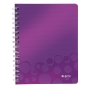 Leitz Wow Wirobound PP Notebook Ruled A5 Purple