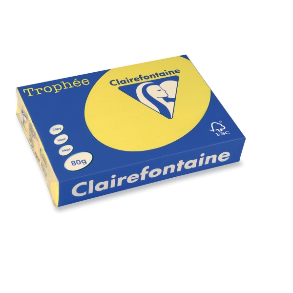 Trophée farebný papier Clairefontaine, A3 80g/m²-kanárikovo žltý