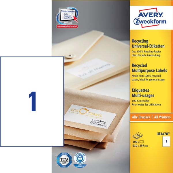 BX100 AVERY LR3478 I+L+C RECYC 210X297MM