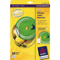 Avery L7760-25 Full Face CD Laser Labels Colour 117mm Diameter - Pack Of 25